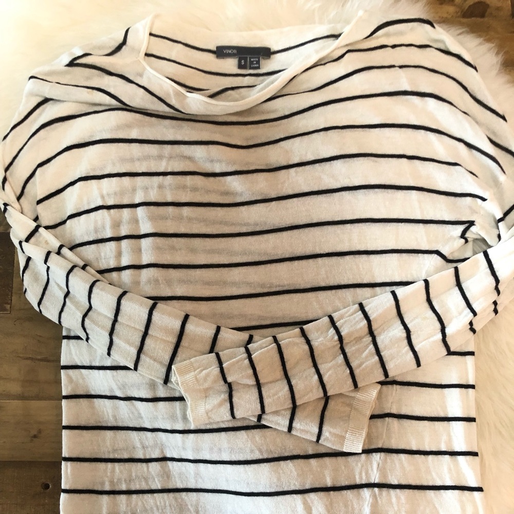 Vince Stripe Asymmetrical Sweater